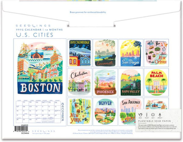 2025 Seedlings US Cities 12 Month Wall Calendar