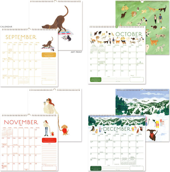 2025 Seedlings Dogs Grid 12 Month Wall Calendar