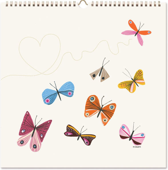 2025-2026 Seedlings Butterfly Kisses 17 Month Grid Wall Calendar