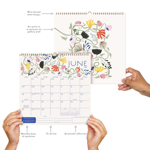 2025-2026 Seedlings Butterfly Kisses 17 Month Grid Wall Calendar