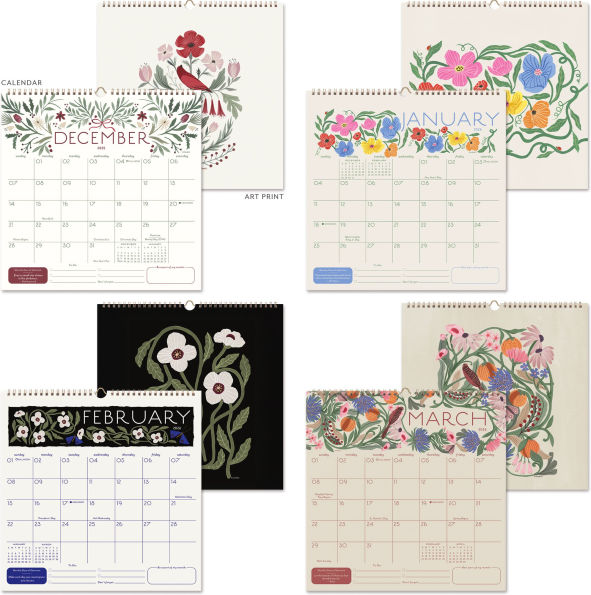 2025-2026 Seedlings Butterfly Kisses 17 Month Grid Wall Calendar