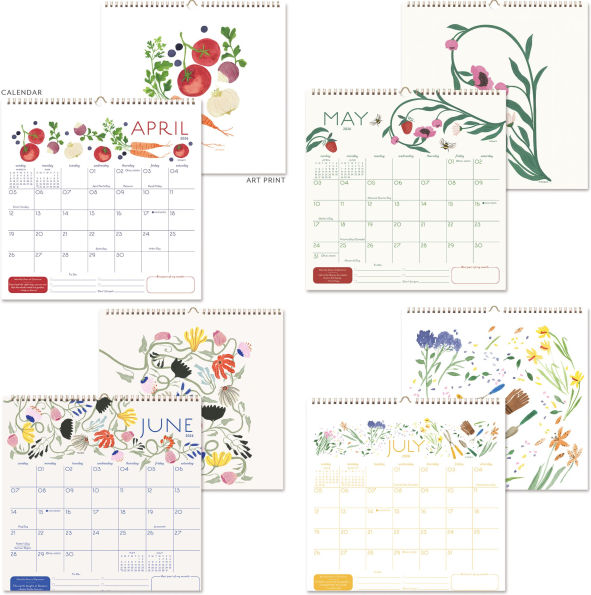 2025-2026 Seedlings Butterfly Kisses 17 Month Grid Wall Calendar