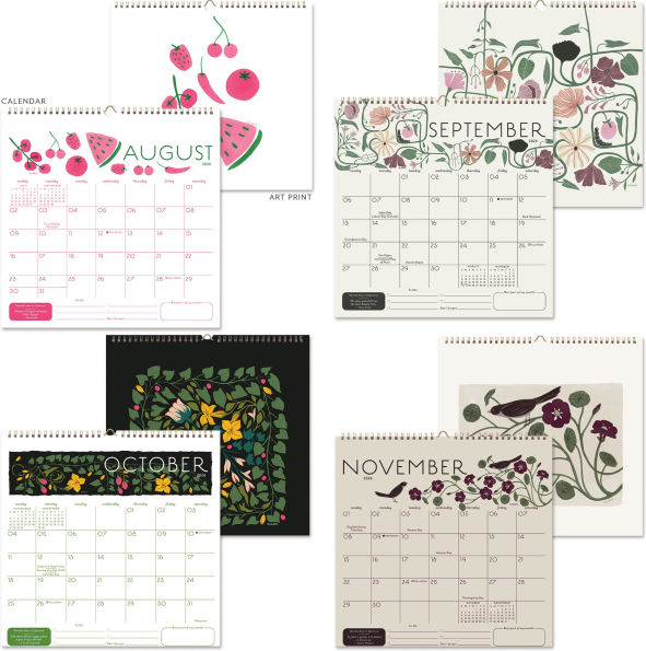 2025-2026 Seedlings Butterfly Kisses 17 Month Grid Wall Calendar