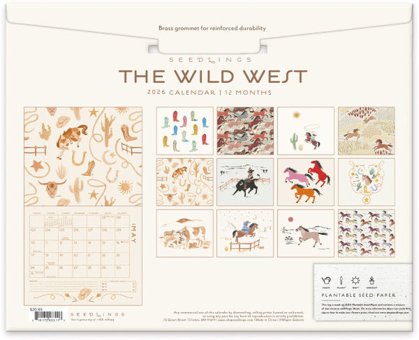 2026 Seedlings The Wild West 12 Month Wall Calendar