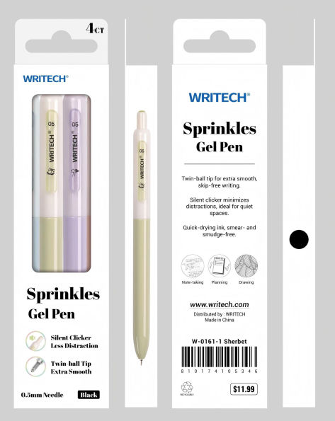 Sprinkles Pastel Gel Pen S/4 - Black Ink