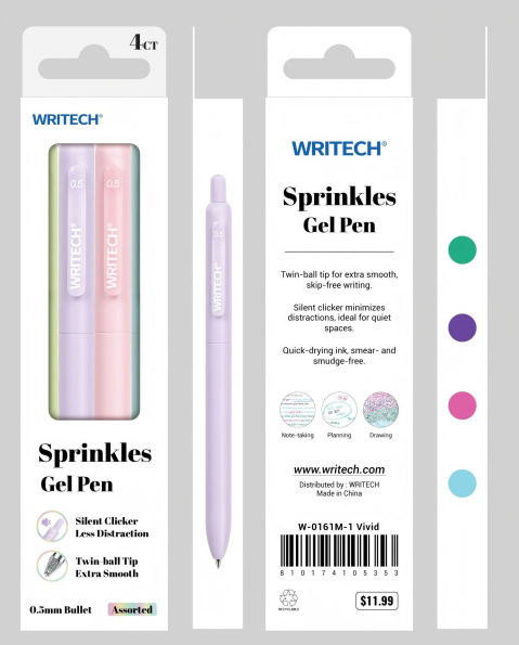 Sprinkles Vivid Gel Pen S/4 - Assorted Ink