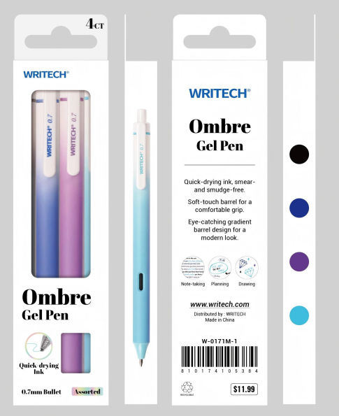 Ombre Basic Gel Pen S/4 - Assorted Ink