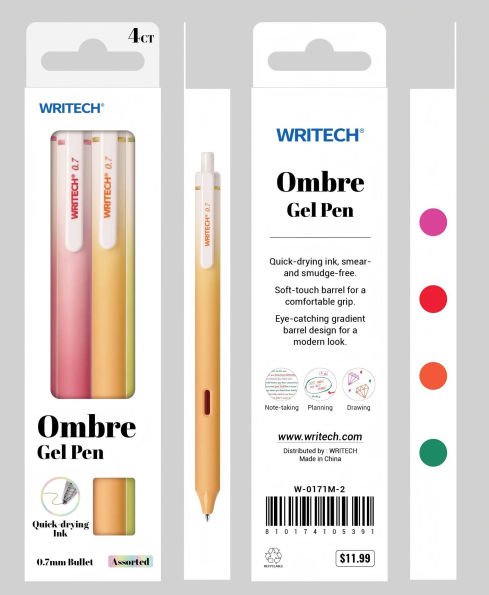 Ombre Sherbert Gel Pen S/4 - Assorted Ink