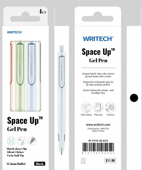 Space Up Gel Pen S/4 - Black Ink