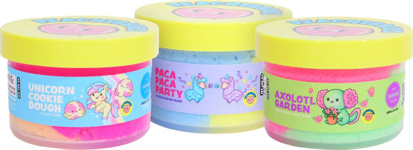 PeachyBbies 3 Piece Slime Pack Unicorn Cookie Dough, Axolotl Garden & Paca Paca Party