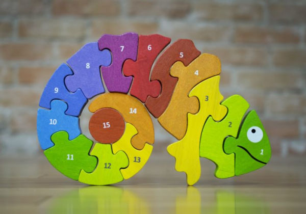 Counting Chameleon Wooden Number Puzzle