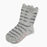 Alternative view 1 of Grey Cat Fuzzy Crew Socks