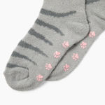 Alternative view 5 of Grey Cat Fuzzy Crew Socks
