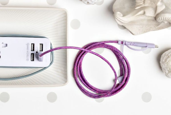 Tech Candy Triple Header Woven USB Cable - Pink/Purple