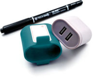 Title: Tech Candy Wall Charger with Permanent ID Marker - Navy