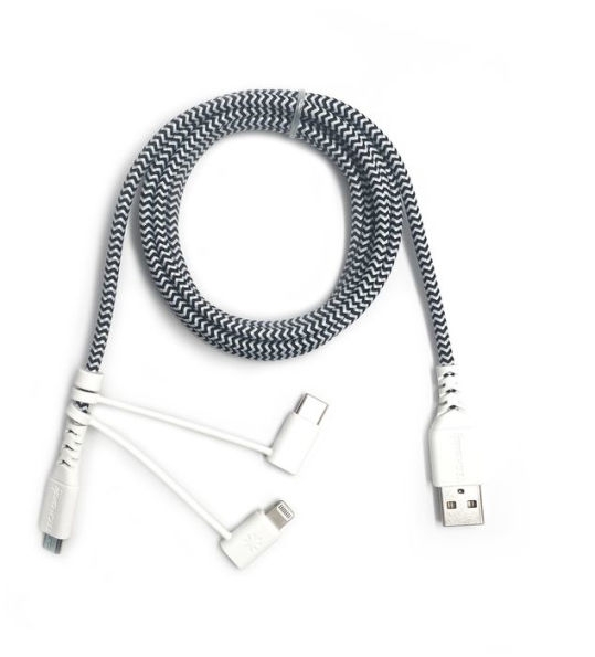 Triple Header Maxi Charger Black and White 6' Cord