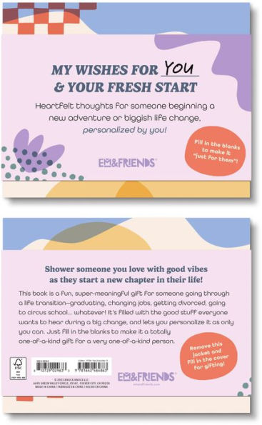 My Wishes for Your Fresh Start Fill In Book