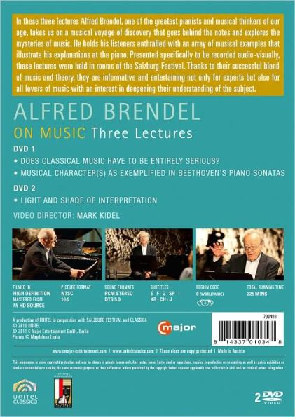 Alfred Brendel: On Music - Three Lectures [2 Discs]