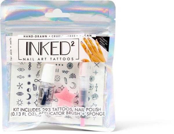 INKED by Dani Nail Art Kit including Brush Applicator, Sponge, & Top Coat.