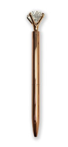 Title: Rose Gold Plated Ballpoint Pen with Crystal Diamond Top, Author: Andrews Blaine