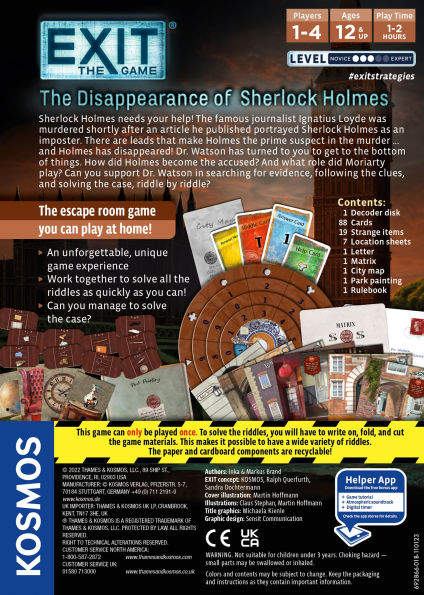 EXIT: The Game - The Disappearance of Sherlock Holmes by Inka Brand, Markus Brand