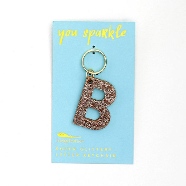 Monogrammed Glitter Keychain B
