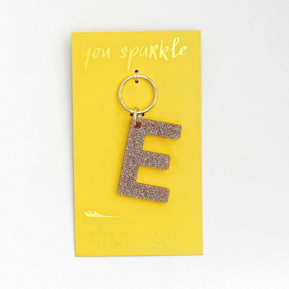 Monogrammed Glitter Keychain E