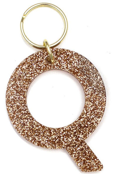 Glitter Keychain Letter Q