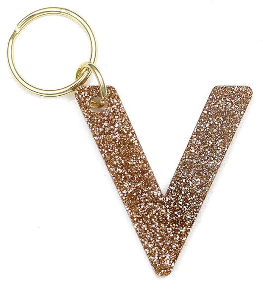 Glitter Keychain Letter V