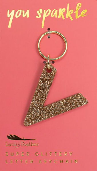 Glitter Keychain Letter V