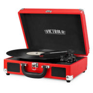 Title: Portable Victrola Suitcase Record Player with Bluetooth and 3 Speed Turntable, Red