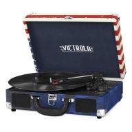 Title: Portable Victrola Suitcase Record Player with Bluetooth and 3 Speed Turntable, Plaid Print