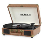 Alternative view 1 of Bluetooth Suitcase Record Player with 3-speed Turntable - Brown