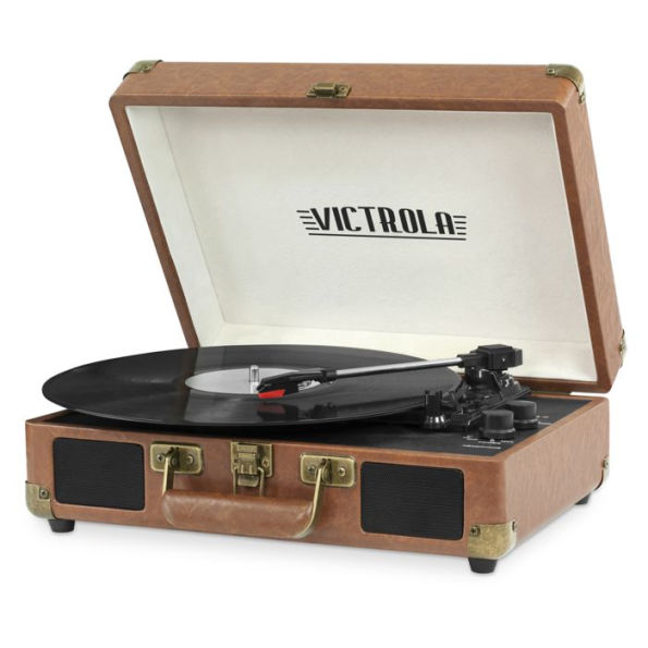 Bluetooth Suitcase Record Player with 3-speed Turntable - Brown