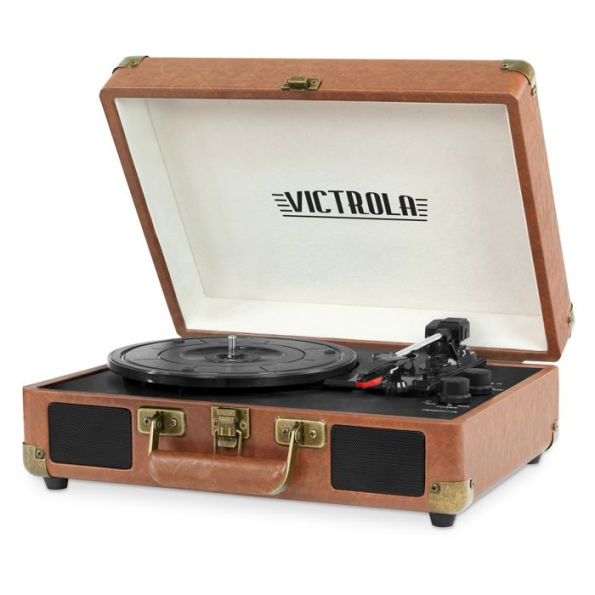 Bluetooth Suitcase Record Player with 3-speed Turntable - Brown