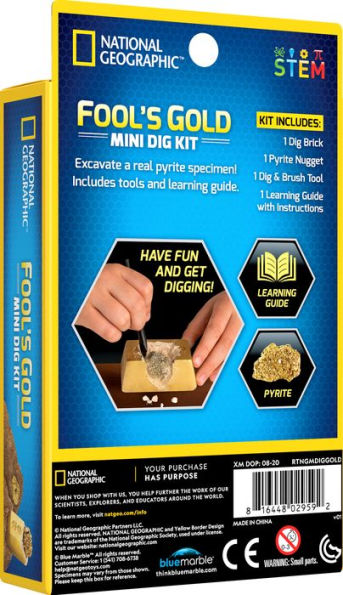 NATIONAL GEOGRAPHIC Fool's Gold Dig Kit – 12 Gold Bar Dig Bricks with 2-3  Pyrite Specimens Inside, Party Activity with 12 Excavation Tool Sets, Great