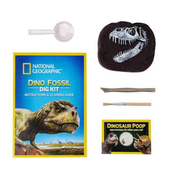 NATIONAL GEOGRAPHIC Dinosaur Dig Kit - Fascinating Excavation Kits for Kids  with Replica T-Rex Tooth and Genuine Dino Poop Fossil | STEM Educational