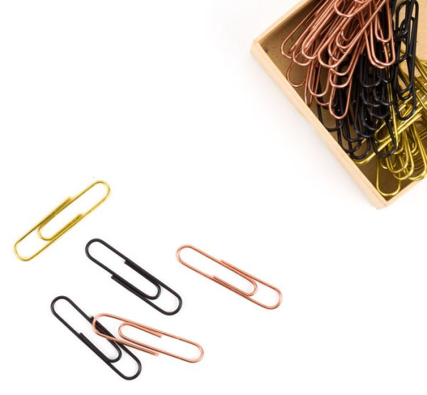 U Brands Paper Clips, Rose Gold, Black and Gold, 60 Count