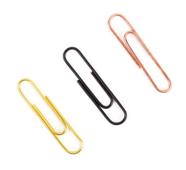 U Brands Paper Clips, Rose Gold, Black and Gold, 60 Count