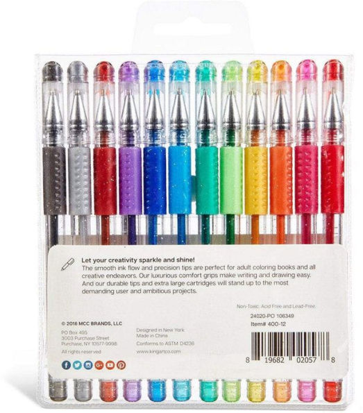 Kingart Soft Grip Glitter, 2.5mm Ink Cartridge, Set of 80 Unique Colors Gel Pens