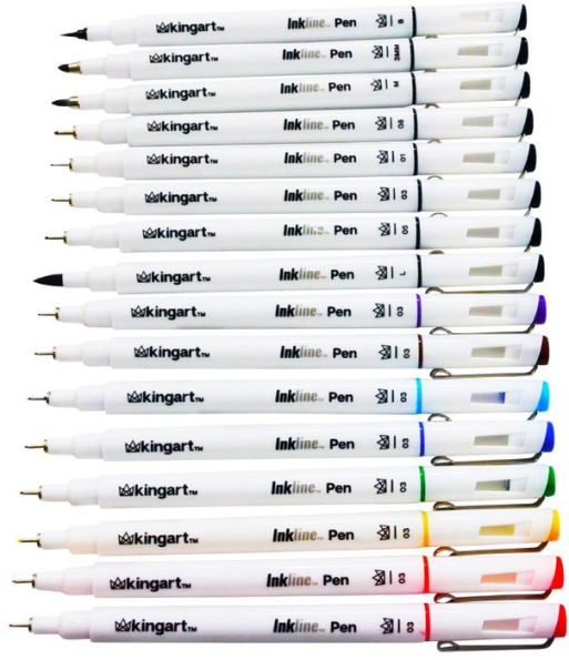 Kingart Inkline Fine Line Pen Set 6/Pkg - Black