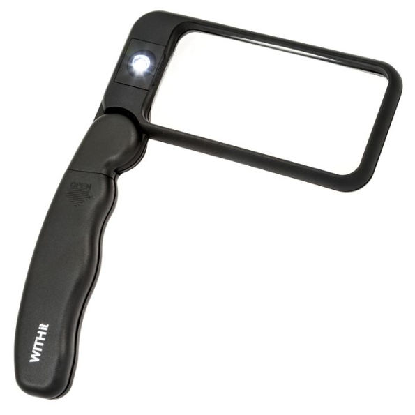 Hinge Lighted Rectangular Magnifier - Black