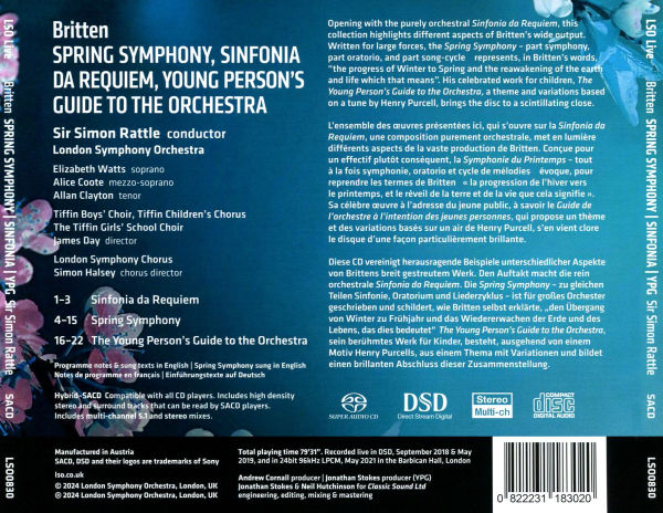 Britten: Spring Symphony; Sinfonia da Requiem; Young Person's Guide to the Orchestra