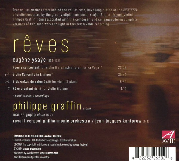 Rêves: Eugène Ysaÿe - Violin Concerto in E minor, Poeme Concertant