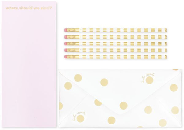 kate spade new york Envelope Pencil Pouch, Gold Dot with Script