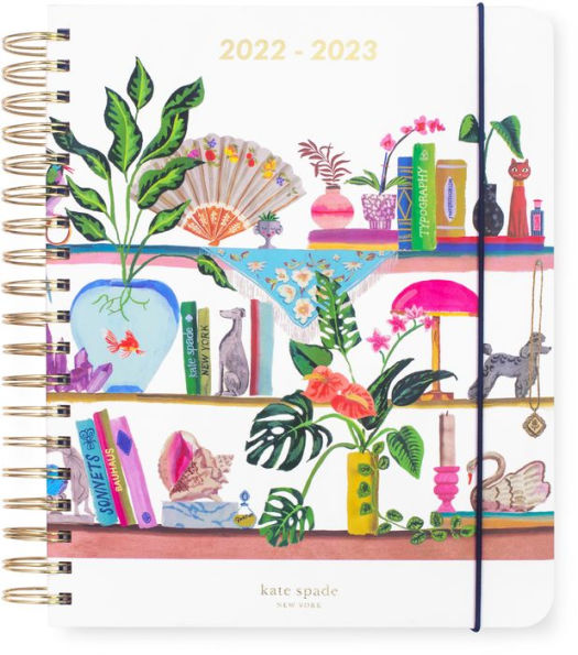 Kate Spade New York Black Spade Flower 17-Month 2023-2024 Medium Spiral Planner