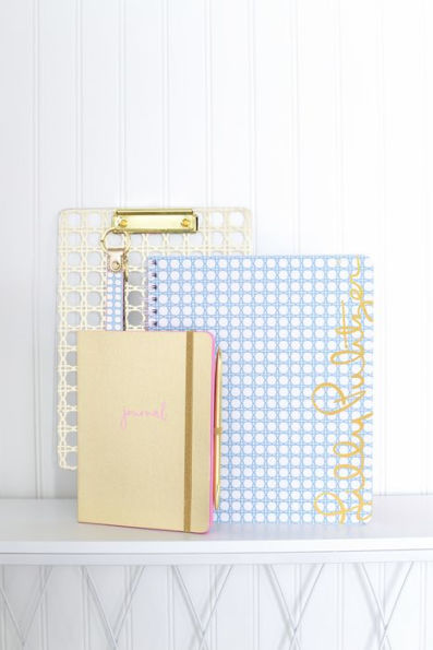 Lilly Pulitzer Large Notebook, Frenchie Blue Caning