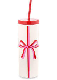 Title: Holiday Bow Tumbler with Straw