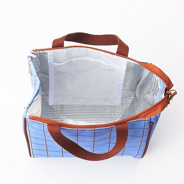 Blue Gridded Lunch Bag