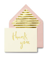 Title: Kate Spade New York Paint Brush Thank You Notecard Set (Blush with Gold)